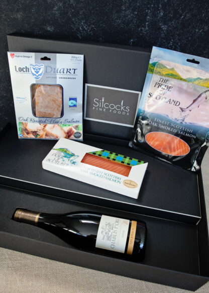 Salmon Medley & Premier Cru White wine Boxed Gift